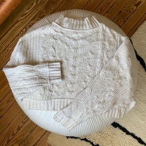 Free People Cream Oversized Crop Sweater 
Size XL